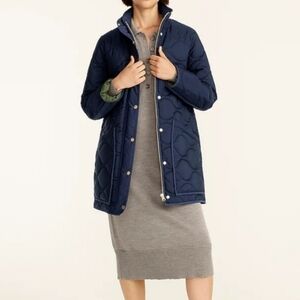 J. Crew Signature Puffer Navy Quilted Comfy Women's Coocon Jacket Winter Sz 2X
